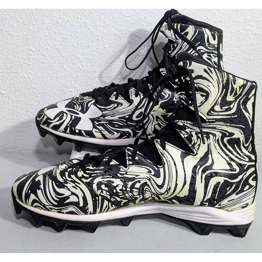 Under‎ Armour Mens Football Cleats Size 13 Black White High Top 1289772-011